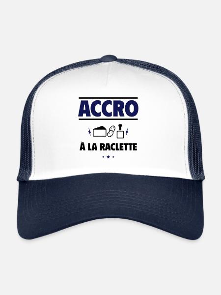 Accro à la raclette, Pour les fans de fromage - Casquette trucker  - blanc/marine - Devant