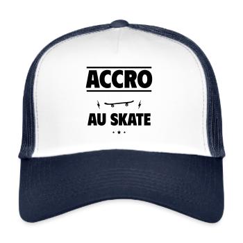 accro au skate,skateboard - Casquette trucker  - blanc/marine - Devant