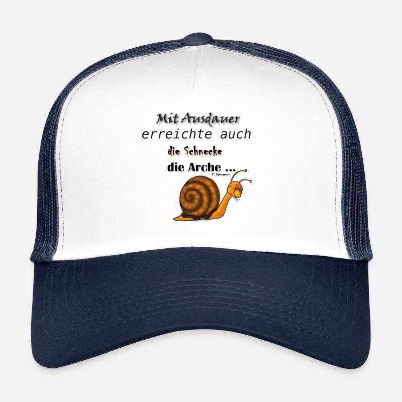 Mit Ausdauer erreichte die Schnecke die Arche - Trucker Cap - Weiß/Navy
