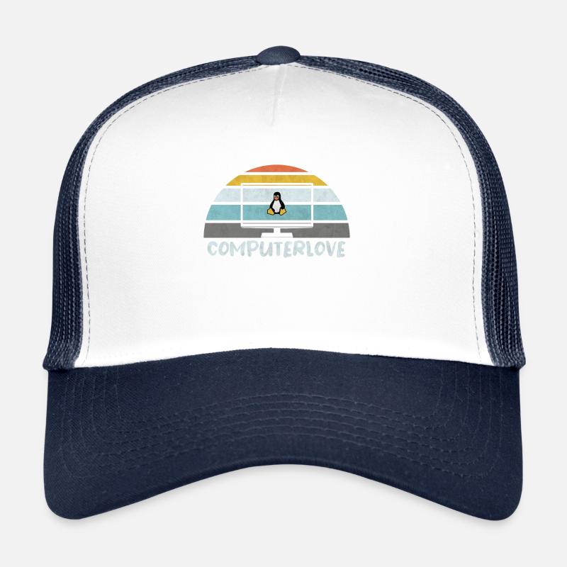 PROGRAMMATEUR LINUX PENGUIN TUX PC COMPUTERLOVE - Casquette trucker  - blanc/marine