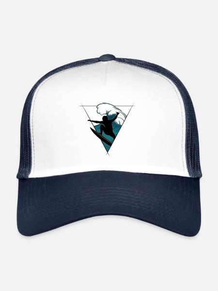 Casual Aerial Surfer Silhouette Breaking Wave - Trucker Cap - white/navy - Front
