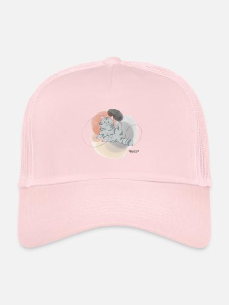 🐾 Grau getigerte Katze🐱 - Trucker Cap - Hellrosa - Vorne