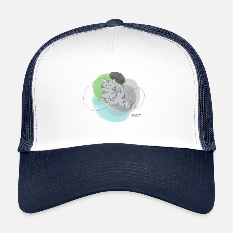 🐾 Grau getigerte Katze🐱Grün Blau Trucker Cap
