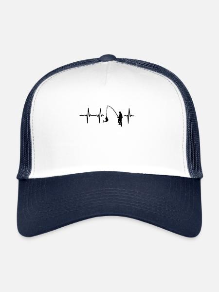 My heart beats for fishing - Trucker Cap - white/navy - Front