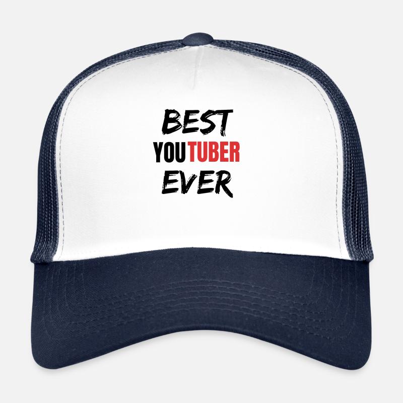 Best YouTuber Ever - Lustiges Youtuber Geschenke - Trucker Cap - Weiß/Navy