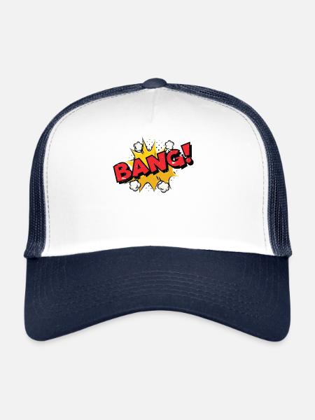 BANG! Comic Book Cartoon Funny Pop Art T Shirt - Trucker Cap - white/navy - Front