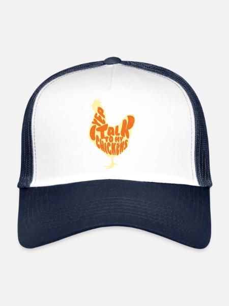 Je parle à mes poules t-shirts Aime les poules à la ferme - Casquette trucker  - blanc/marine - Devant