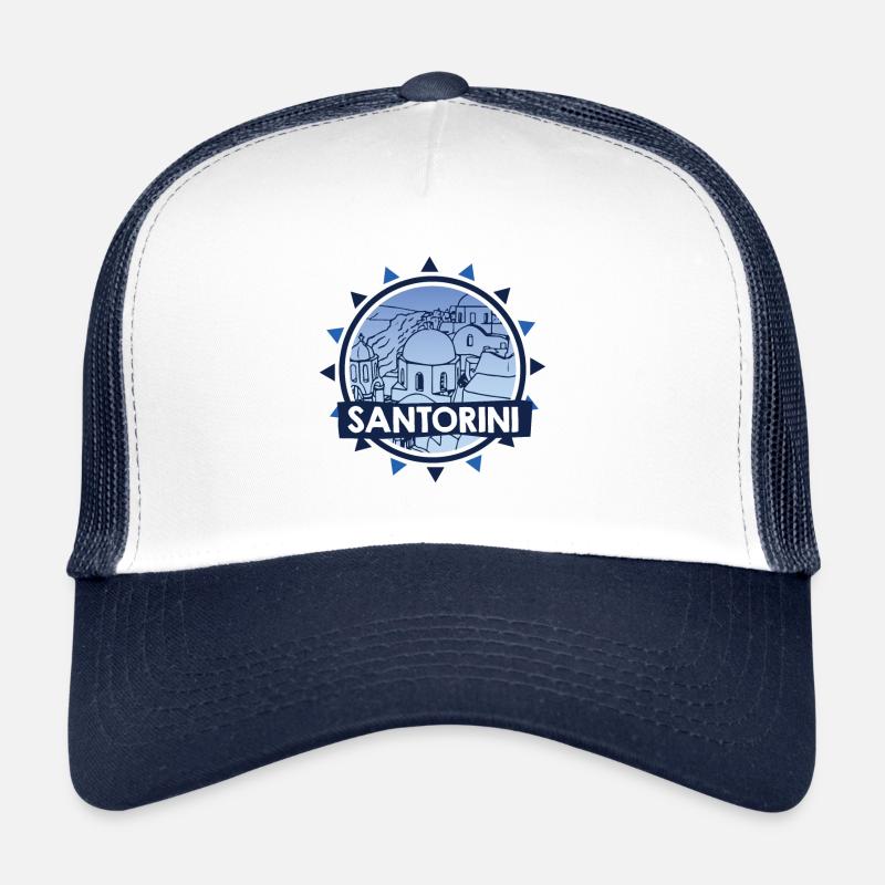 Santorini - chemise blanche de villes de la Grèce Casquette trucker 