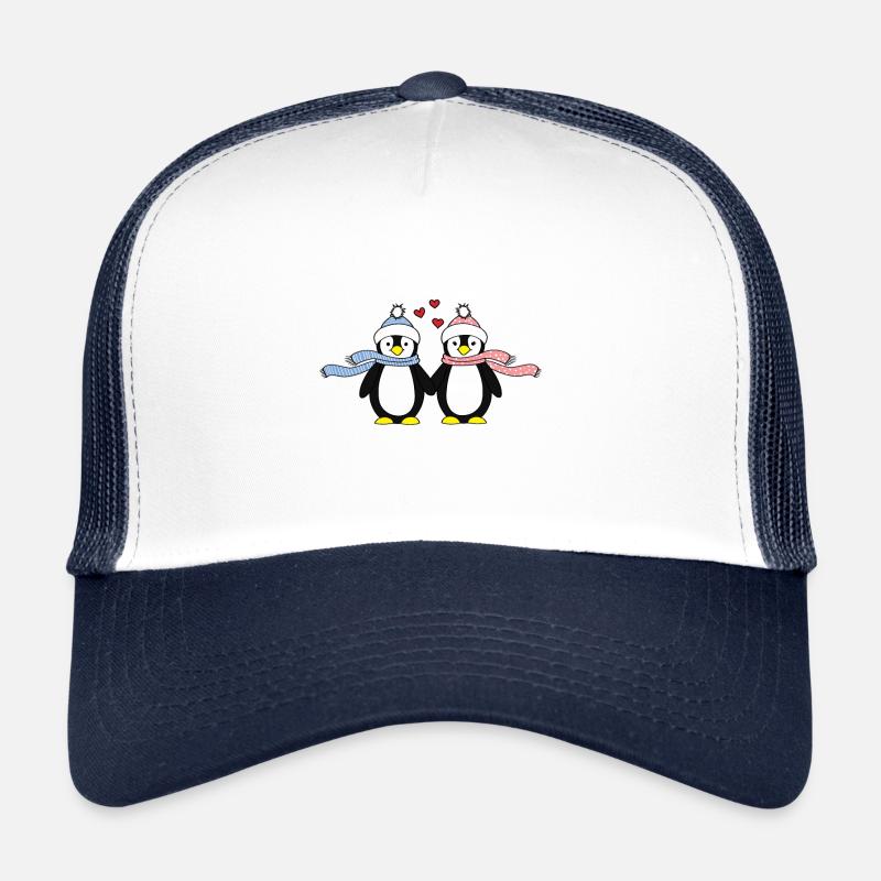 Pingouin Amour Relation partenariat cadeau Casquette trucker 