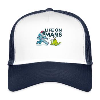 Mars Mond Astronaut - Trucker Cap - Weiß/Navy - Vorne