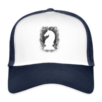 Schach Pferd Geschenk Figur Spieler Brettspiel - Trucker Cap - Weiß/Navy - Vorne