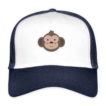 Monkey gift kid baby kids cute christening animal - Trucker Cap - white/navy - Front