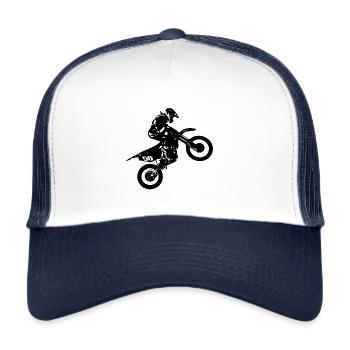 Motocross saut en l’air, hors route - Casquette trucker  - blanc/marine - Devant