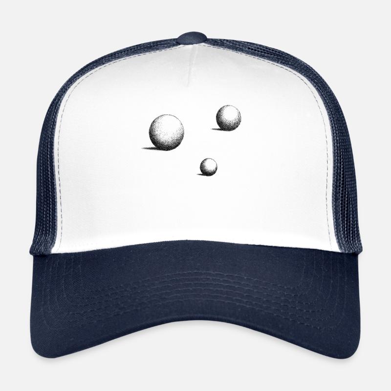 3D Kugel Muster - Billiard Kugeln Geschenk - Trucker Cap - Weiß/Navy