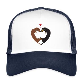 Dachshund Heart - Funny Cute Valentine's Day Gift - Trucker Cap - white/navy - Front