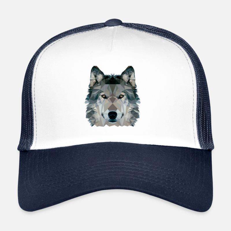 Wolf Face Low Poly Design, Wolf Face Clip art Trucker Cap