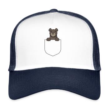 Shirt bag bear breast pocket gift bear breast - Trucker Cap - white/navy - Front