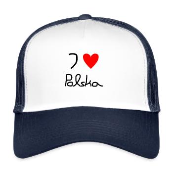 I Love Polska - White - Trucker Cap - Weiß/Navy - Vorne