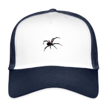 Spinne in 3D - Mit Schatten - Trucker Cap - Weiß/Navy - Vorne