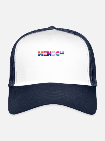 Conception du drapeau de la fierté arc-en-ciel - Casquette trucker  - blanc/marine - Devant