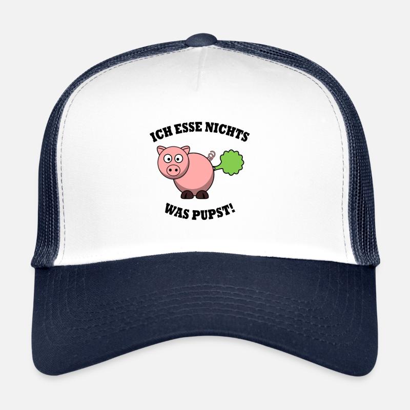 Vegan vegetarian - pig - Trucker Cap - white/navy