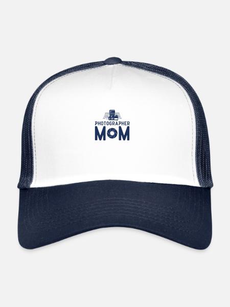 Appareil photo - Casquette trucker  - blanc/marine - Devant
