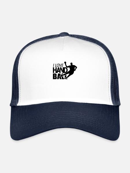 Joueur handball handball handball hand ball - Casquette trucker  - blanc/marine - Devant