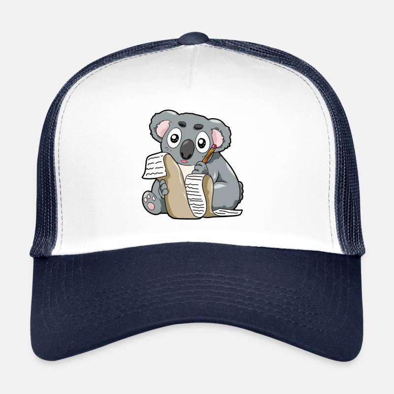Schreibender Koala Bleistift Autor Liebesbrief - Trucker Cap - Weiß/Navy