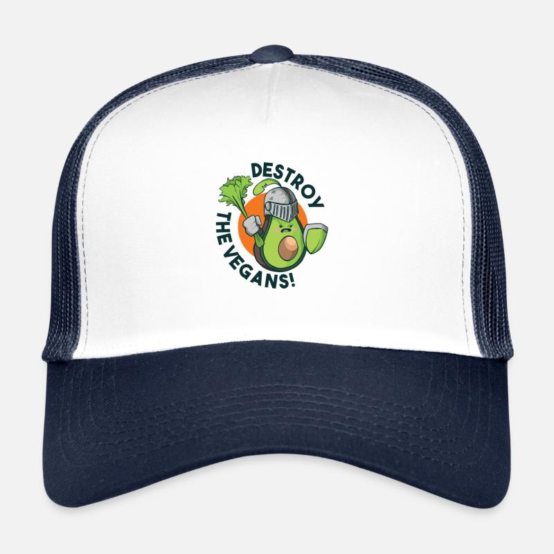 Destroy The Vegans. - Trucker Cap - Weiß/Navy