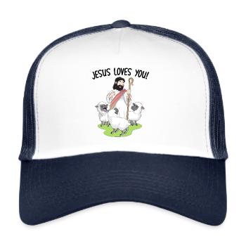 Jesus loves you! - Trucker Cap - Weiß/Navy - Vorne