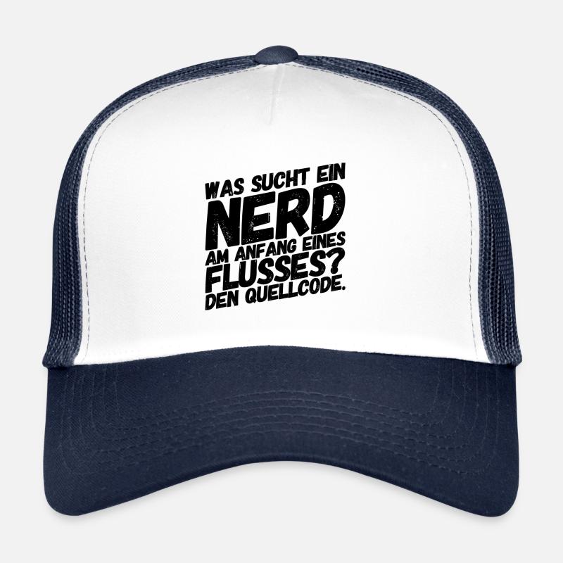Nerd Nerdy Geek Lustige Sprüche Quellcode - Trucker Cap - Weiß/Navy
