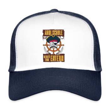 Piraten Schulkind Schulanfang Einschulung Geschenk - Trucker Cap - Weiß/Navy - Vorne