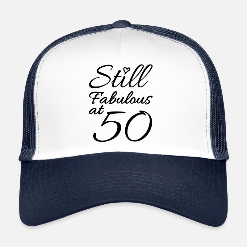 Anniversaire 50 ans - Casquette trucker  - blanc/marine