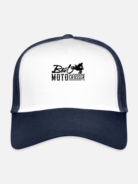 Motocross - Casquette trucker  - blanc/marine - Devant