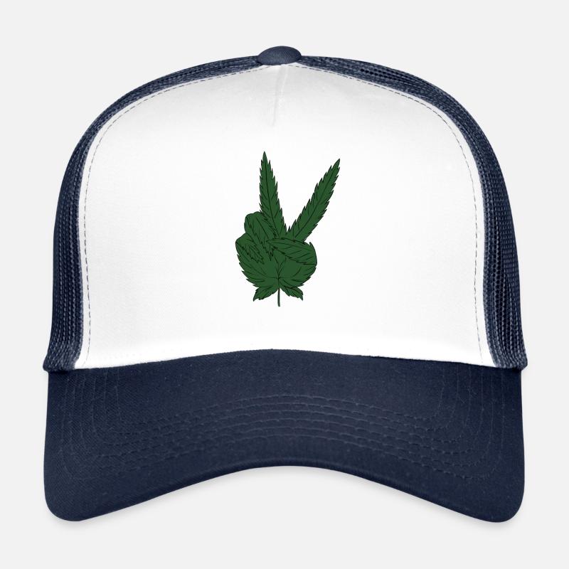 Marijuana hemp leaf Weed Peace sign Trucker Cap