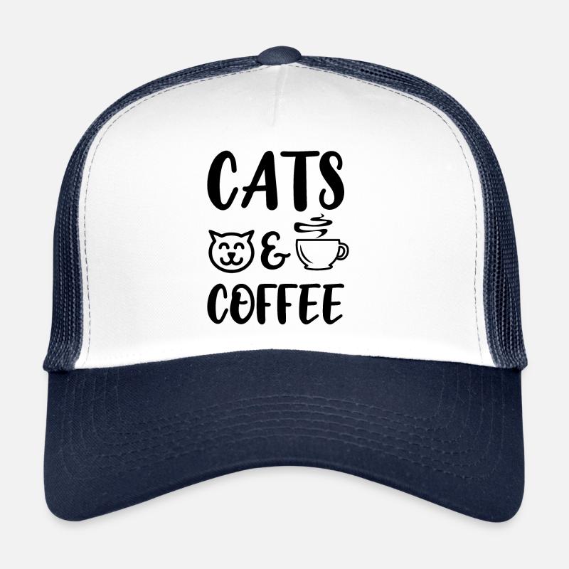 Katze - Trucker Cap - Weiß/Navy