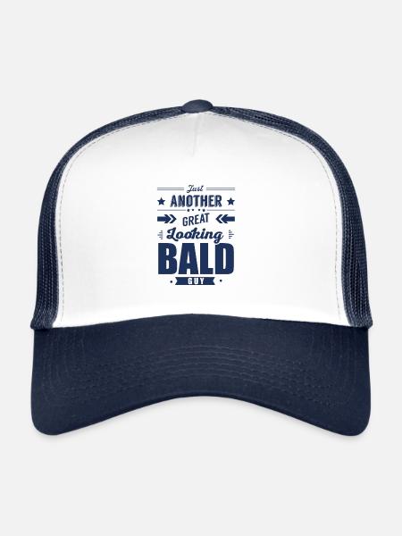 Chauve Chauve Pas de cheveux Chauves Pas de poils - Casquette trucker  - blanc/marine - Devant
