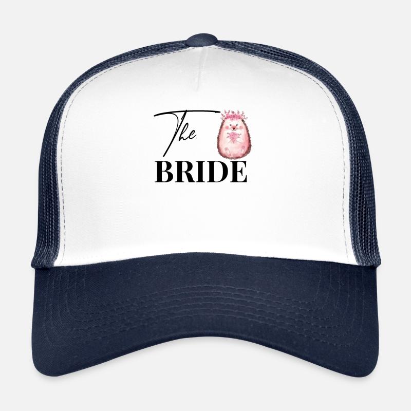 Mariage de jeune mariée hérisson JGA enterrement de vie de garçon - Casquette trucker - blanc/marine