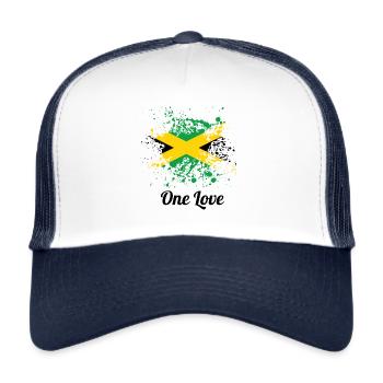 Jamaika One Love T-Shirt - Trucker Cap - Weiß/Navy - Vorne
