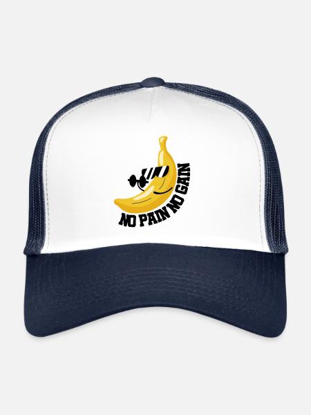 NO PAIN NO GAIN BANANA - Trucker Cap - white/navy - Front