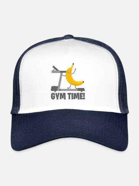 TAPIS DE COURSE banane GYM TIME - Casquette trucker  - blanc/marine - Devant
