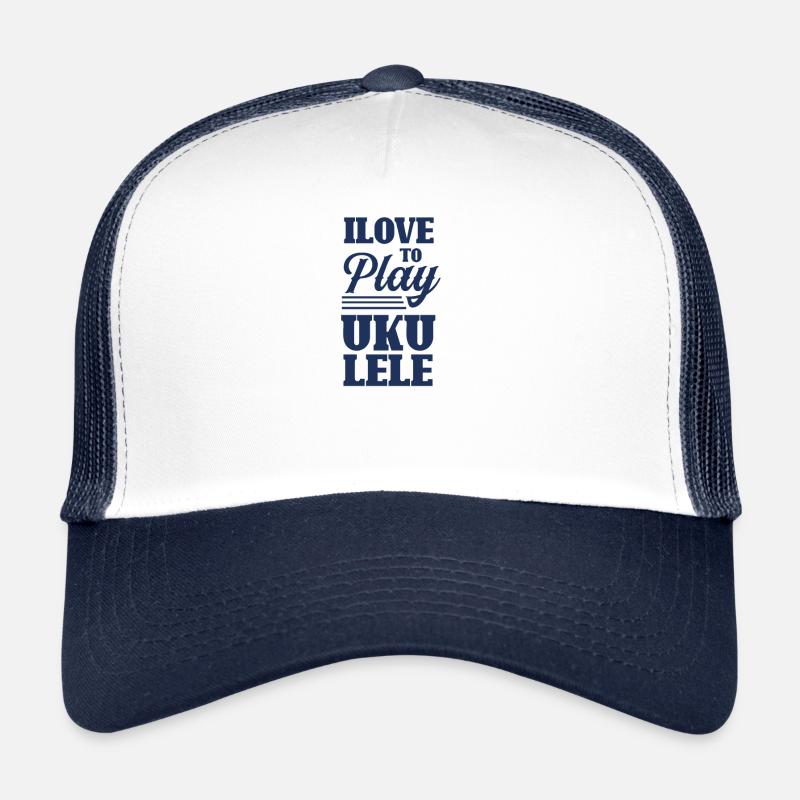 Ukulele playing musician player ukuleles Trucker Cap