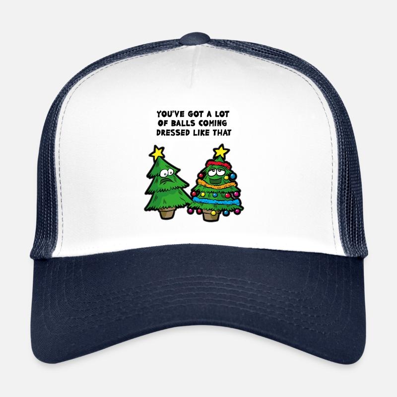 Christmas humor funny Christmas tree saying - Trucker Cap - white/navy