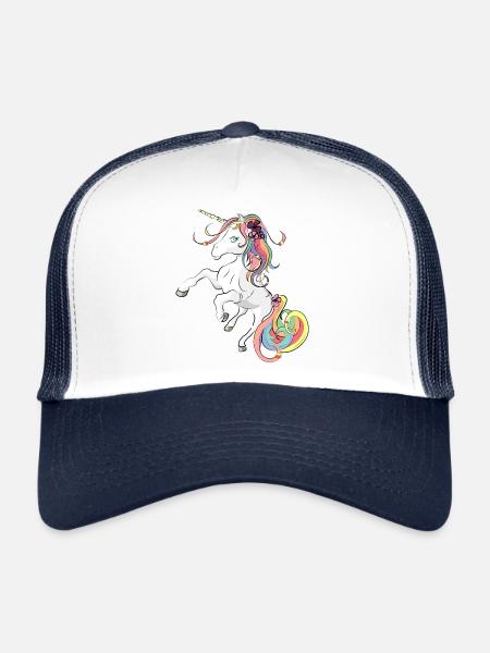 Licorne - unicorn - Casquette trucker  - blanc/marine - Devant