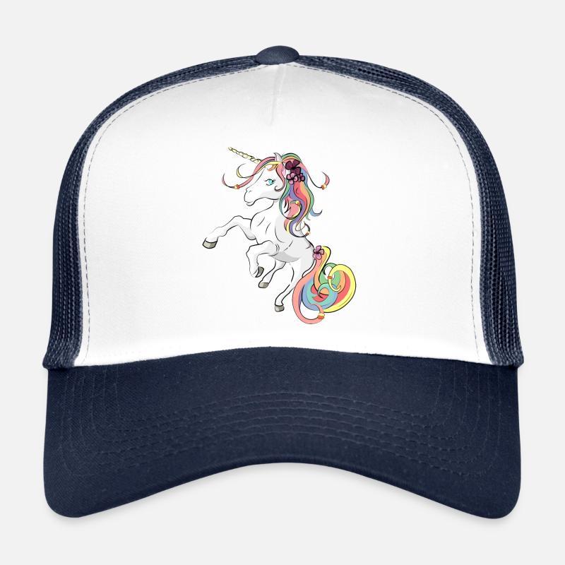 Einhorn - unicorn - Trucker Cap - Weiß/Navy