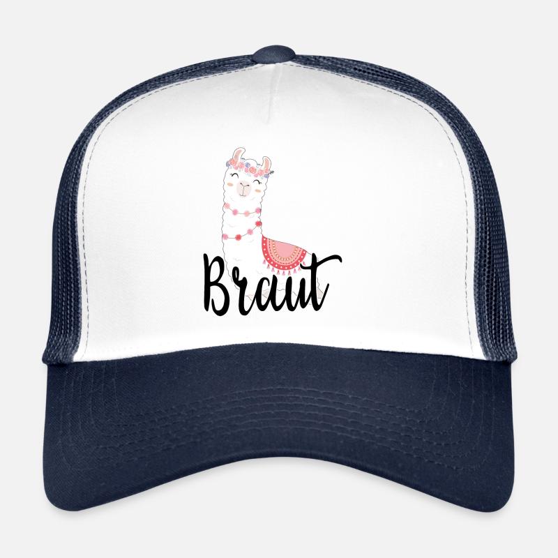 Die Braut Bride to be Alpaka Lama JGA Geschenk - Trucker Cap - Weiß/Navy