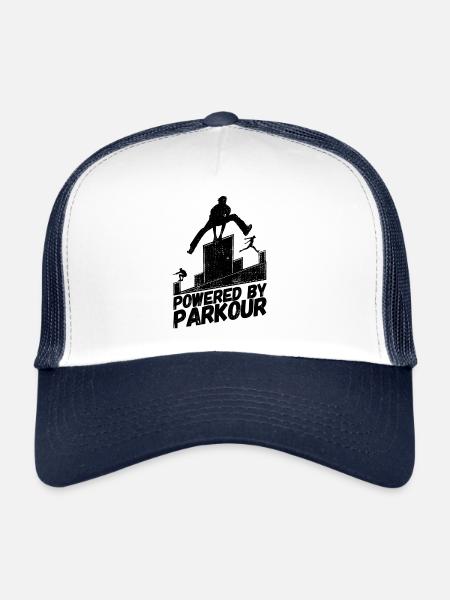 Parkour Sport Freerunning disant propulsé - Casquette trucker  - blanc/marine - Devant