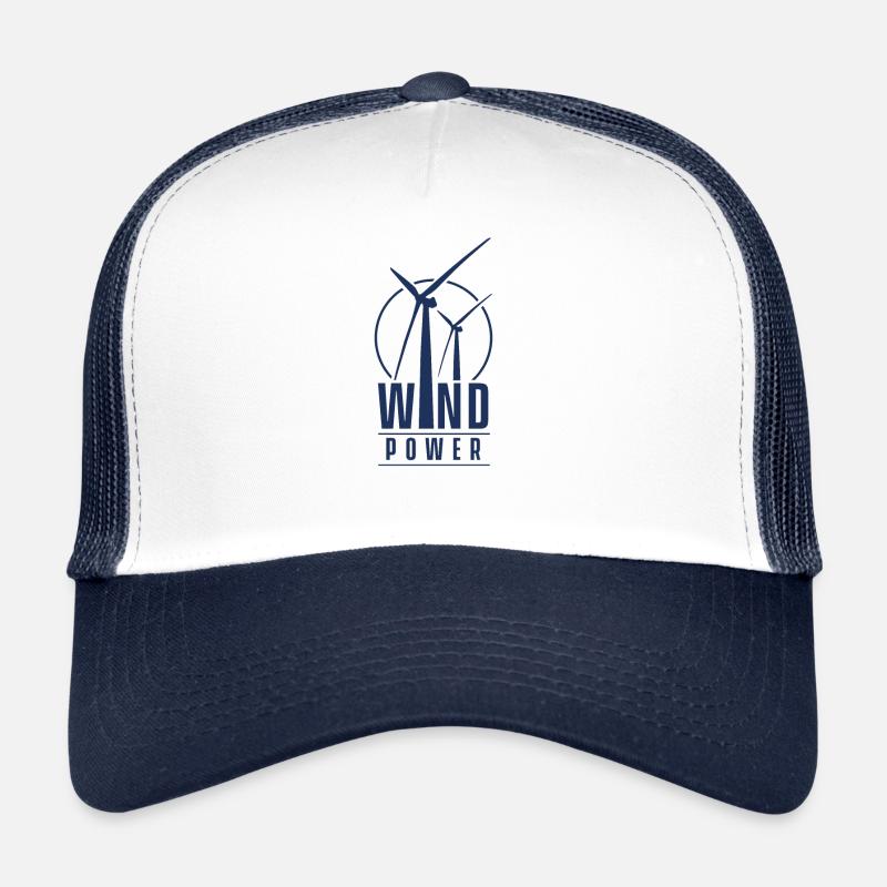 Windkraft Windrad Windenergie Wind Windkraftanlage - Trucker Cap - Weiß/Navy