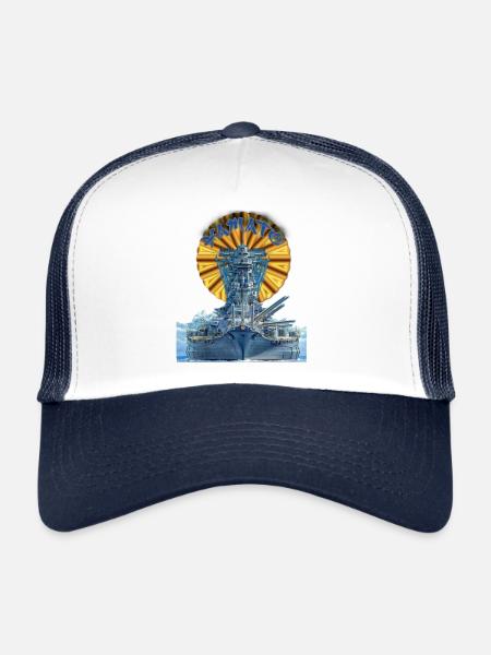 « YAMATO » Cuirassé - Casquette trucker  - blanc/marine - Devant