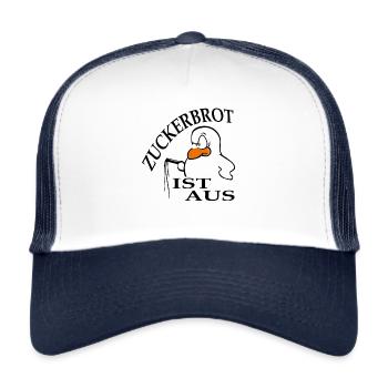 Zuckerbrot ist aus in schwarz - Trucker Cap - Weiß/Navy - Vorne